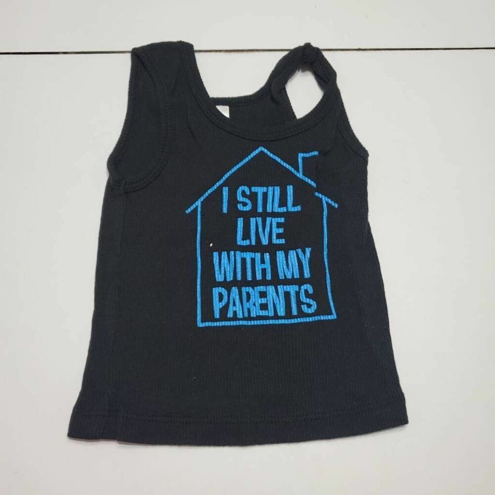 I Still Live With My Parents Little Teez Boys Tank Top Black‎ Ribbed 12 Months
